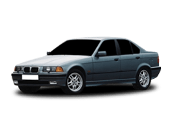 BMW 3er E36 in weiß freigestellt mit Alufelge